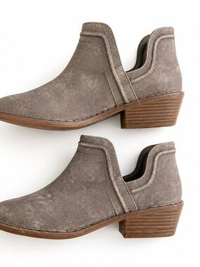Women's Taupe Suede Cutout Ankle Booties